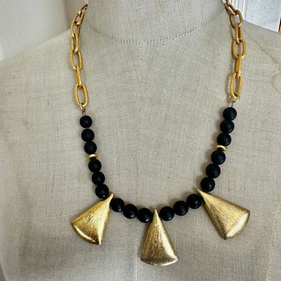 Molly Beads Black & Gold Statement Necklace - Picture 1 of 10